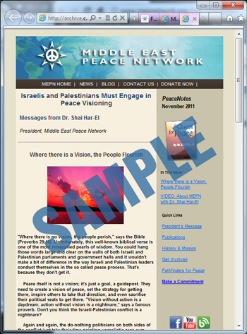 Enewsletter from the Middle East Peace Network